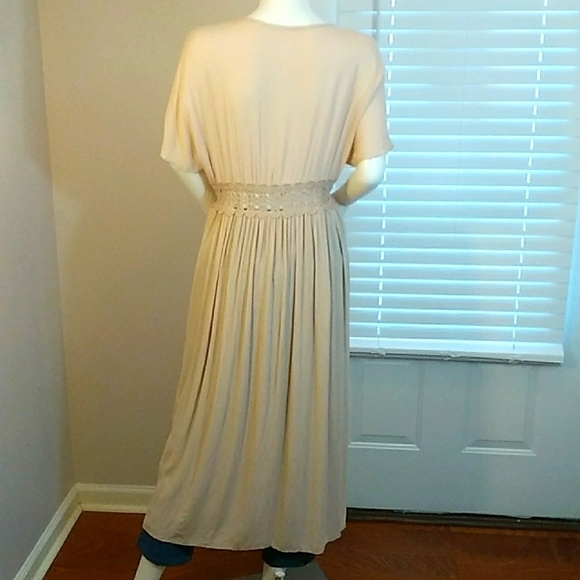 Lavender Field Womens Tan Maxi Dress Embroidery Tie & Tassel at Waistline Size M - Picture 2 of 10